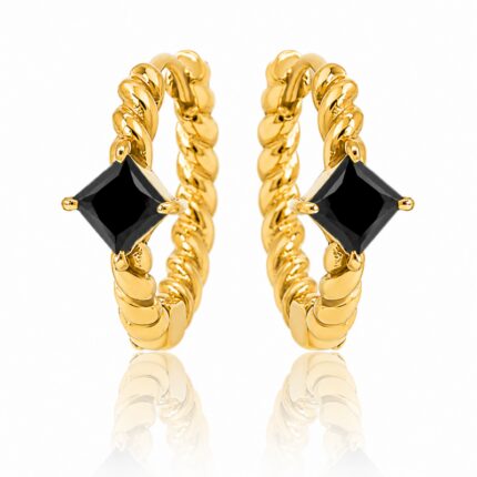 Kolczyki ze stali szlachetnej pozłacanej 14k złotem KST2801CZ