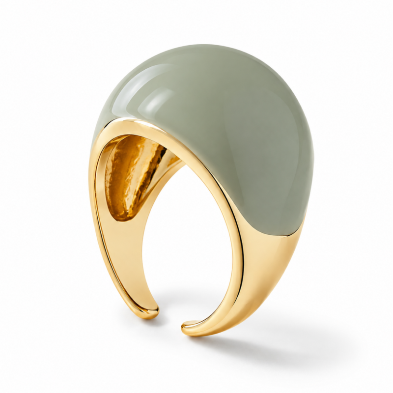 pierscionek-stal-szlachetna-platerowana-14k-zlotem-regulowany-emaliowany-bezowy-pst1053 Pierścionek stal szlachetna platerowana 14k złotem